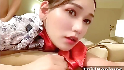 Long and thin asian babe gets fucked in an asian style