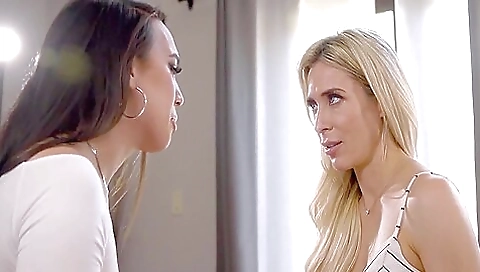 Curvy big natural tits and big boobies in black pants