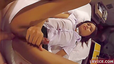 Busty asian chick gets nailed in an anal and vaginal way